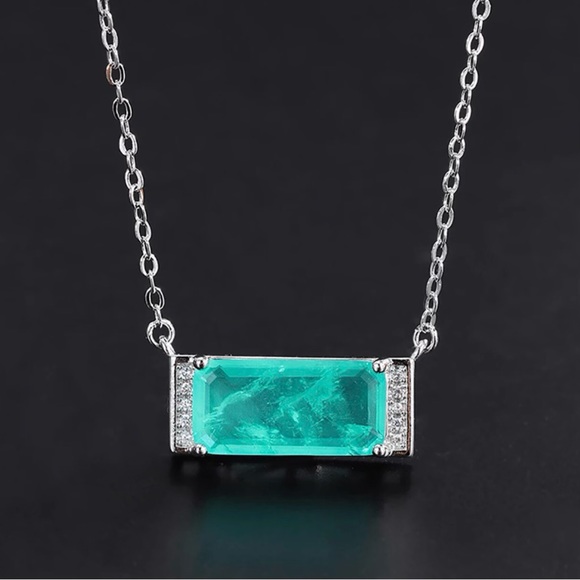 ✨Dainty Paraiba Tourmaline Drop Earring & Necklace Set ✨ - Picture 5 of 8